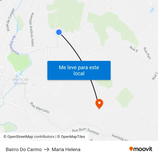 Bairro Do Carmo to Maria Helena map