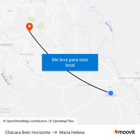 Chácara Belo Horizonte to Maria Helena map