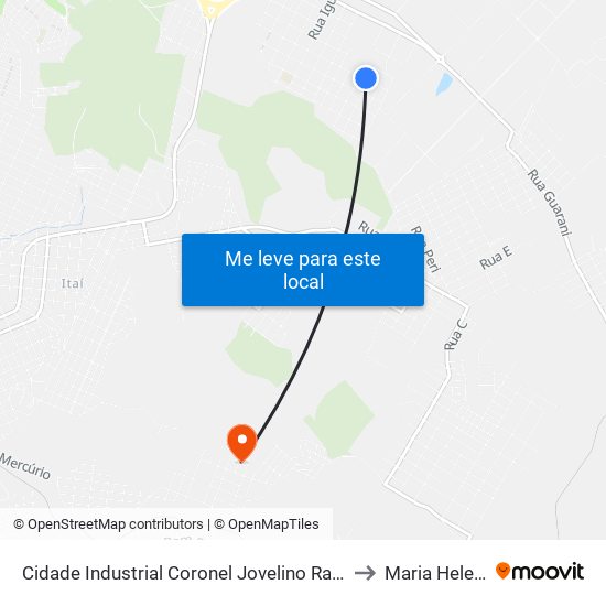 Cidade Industrial Coronel Jovelino Rabelo to Maria Helena map