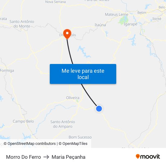 Morro Do Ferro to Maria Peçanha map