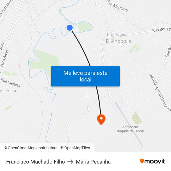 Francisco Machado Filho to Maria Peçanha map