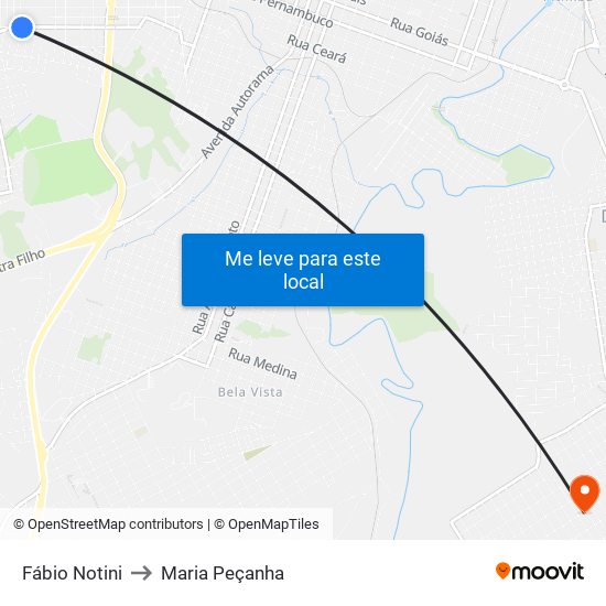 Fábio Notini to Maria Peçanha map