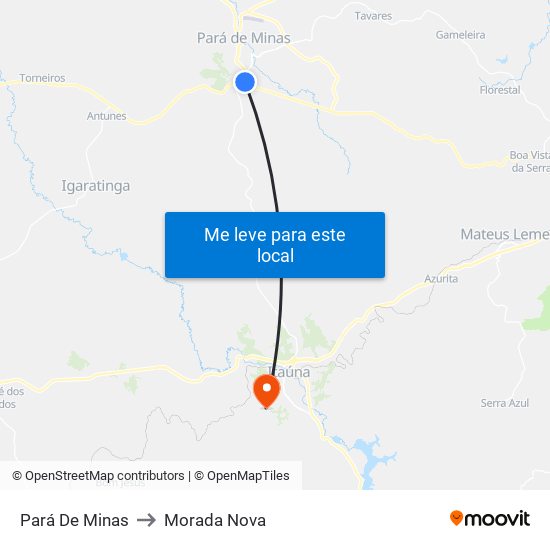 Pará De Minas to Morada Nova map