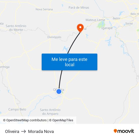 Oliveira to Morada Nova map