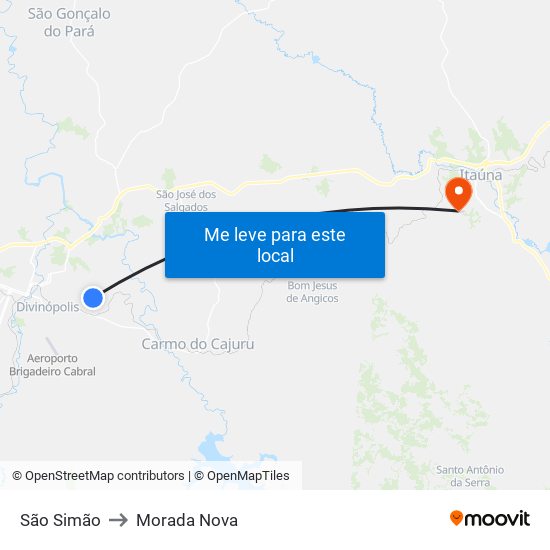 São Simão to Morada Nova map