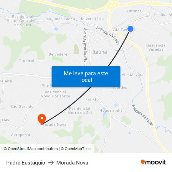 Padre Eustáquio to Morada Nova map