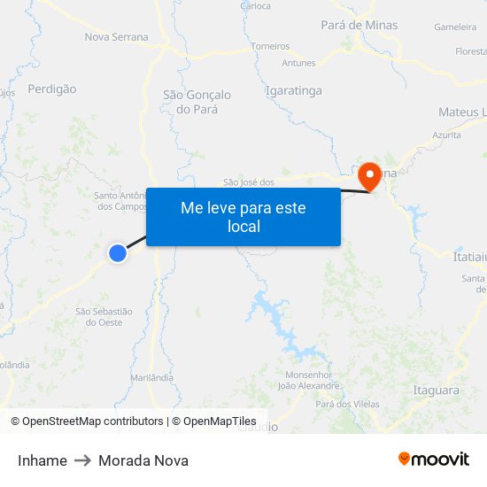 Inhame to Morada Nova map