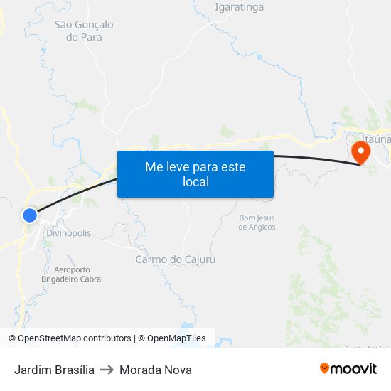 Jardim Brasília to Morada Nova map