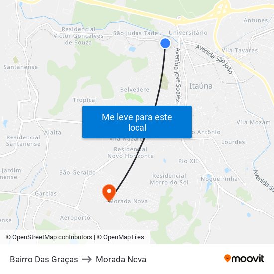 Bairro Das Graças to Morada Nova map