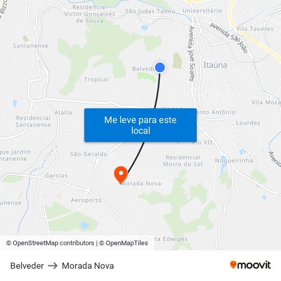 Belveder to Morada Nova map