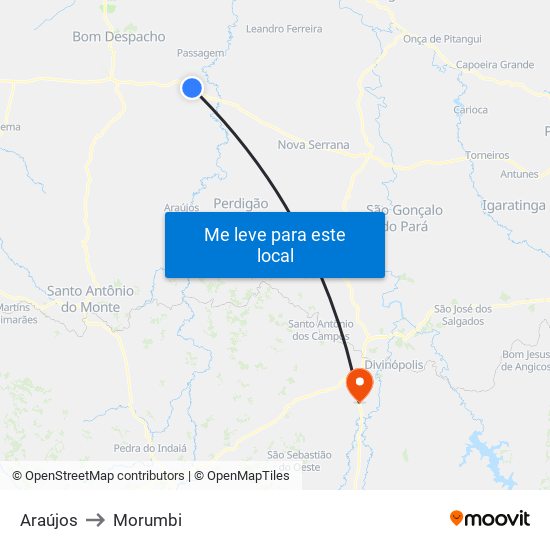 Araújos to Morumbi map