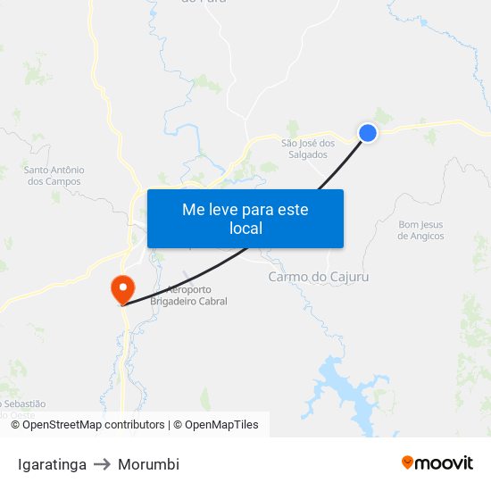 Igaratinga to Morumbi map