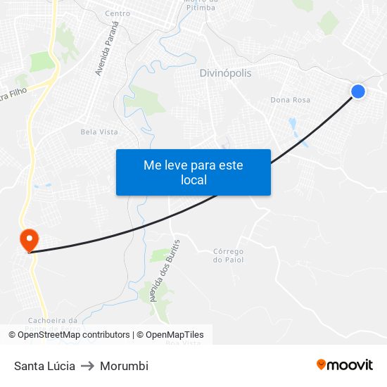 Santa Lúcia to Morumbi map