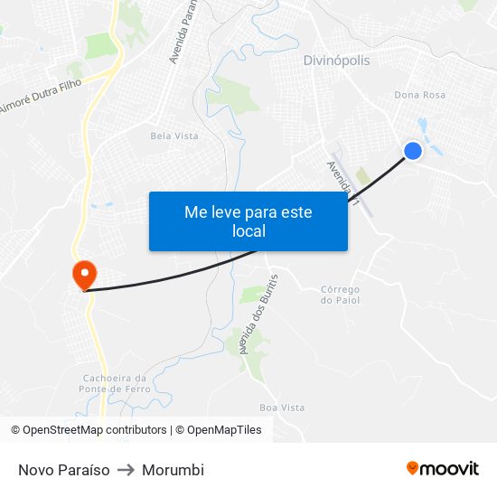 Novo Paraíso to Morumbi map