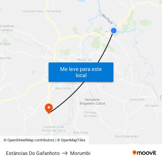 Estâncias Do Gafanhoto to Morumbi map