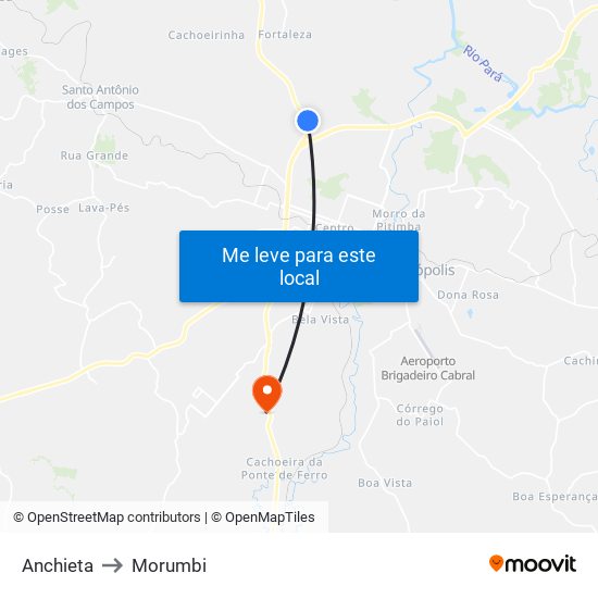 Anchieta to Morumbi map