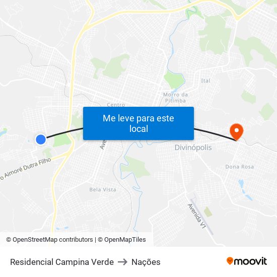 Residencial Campina Verde to Nações map