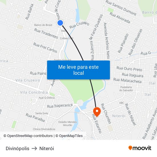 Divinópolis to Niterói map
