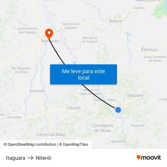 Itaguara to Niterói map