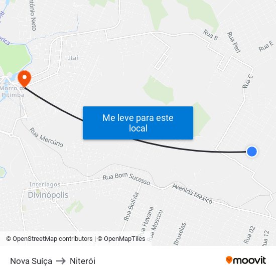 Nova Suíça to Niterói map