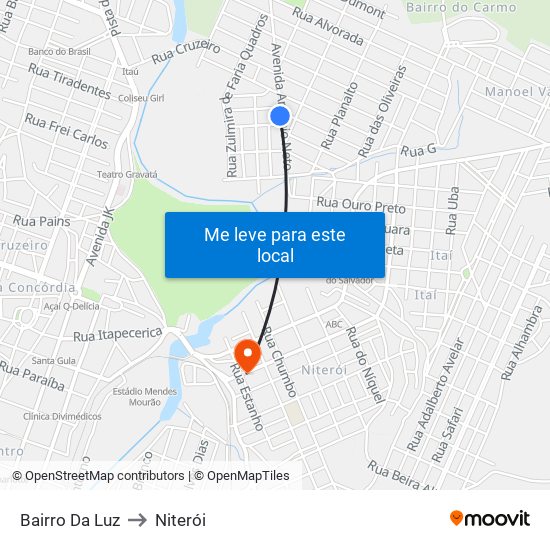 Bairro Da Luz to Niterói map