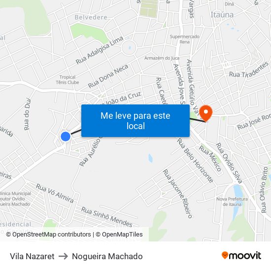 Vila Nazaret to Nogueira Machado map