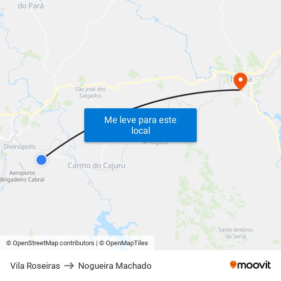 Vila Roseiras to Nogueira Machado map