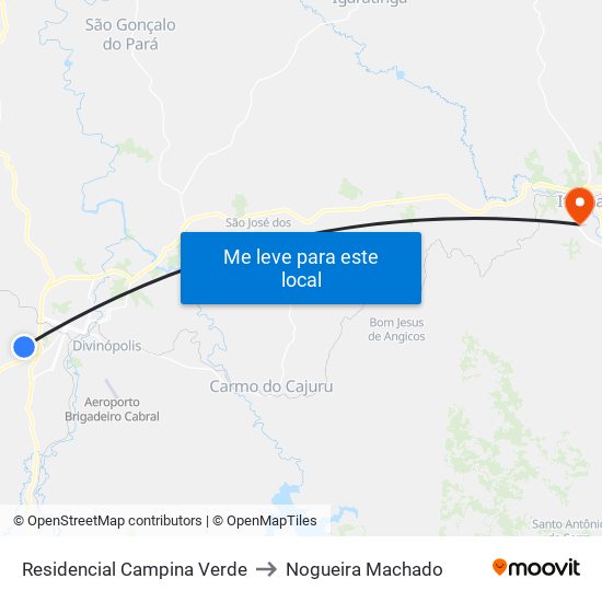 Residencial Campina Verde to Nogueira Machado map