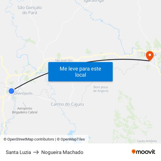 Santa Luzia to Nogueira Machado map