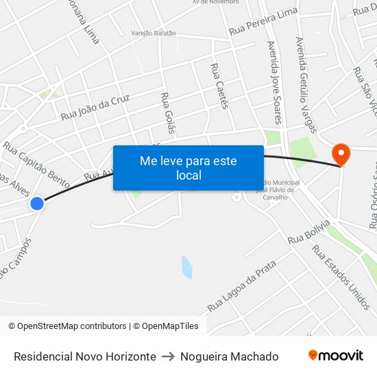 Residencial Novo Horizonte to Nogueira Machado map