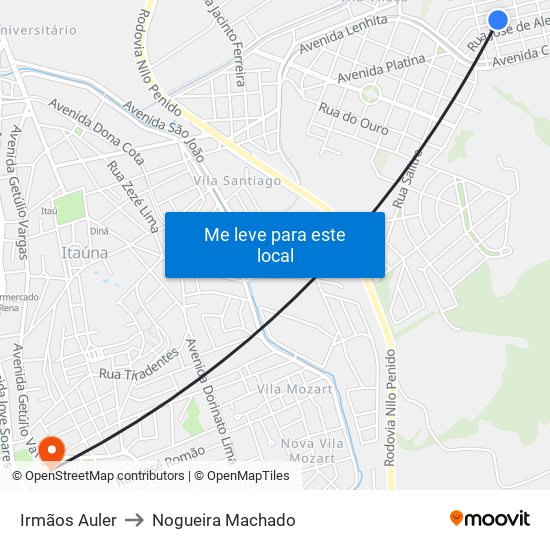 Irmãos Auler to Nogueira Machado map