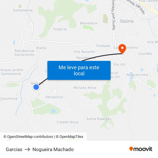 Garcias to Nogueira Machado map