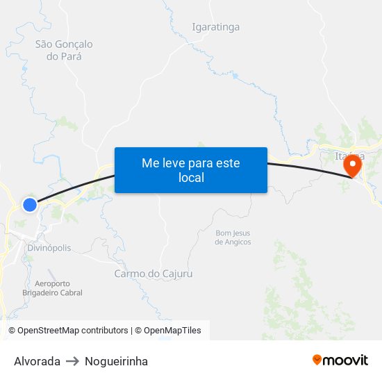 Alvorada to Nogueirinha map