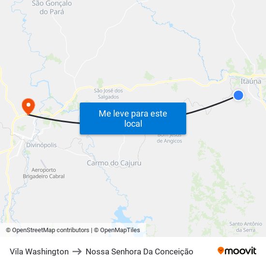 Vila Washington to Nossa Senhora Da Conceição map