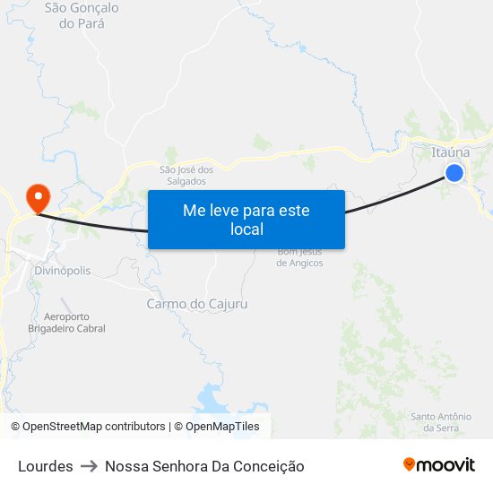 Lourdes to Nossa Senhora Da Conceição map