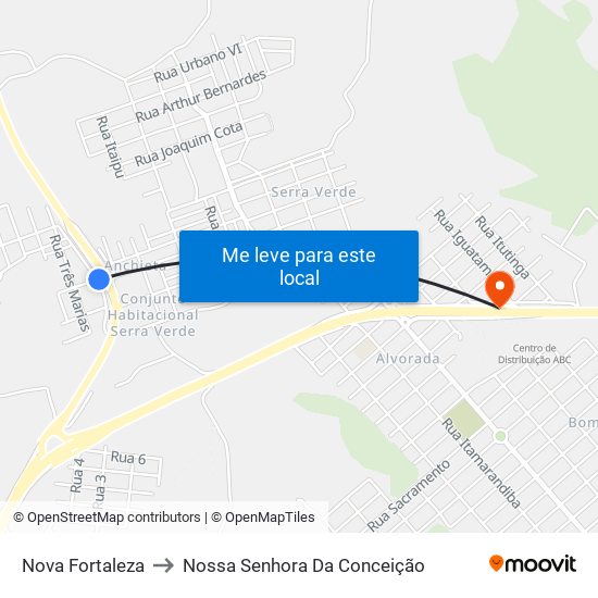 Nova Fortaleza to Nossa Senhora Da Conceição map