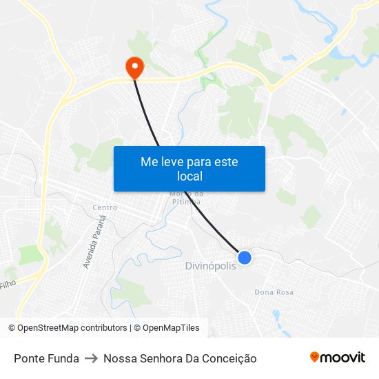 Ponte Funda to Nossa Senhora Da Conceição map