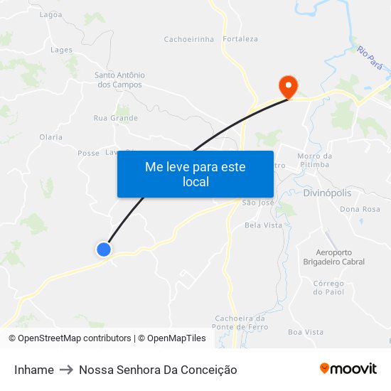 Inhame to Nossa Senhora Da Conceição map