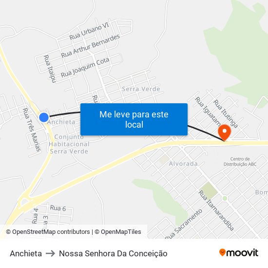 Anchieta to Nossa Senhora Da Conceição map