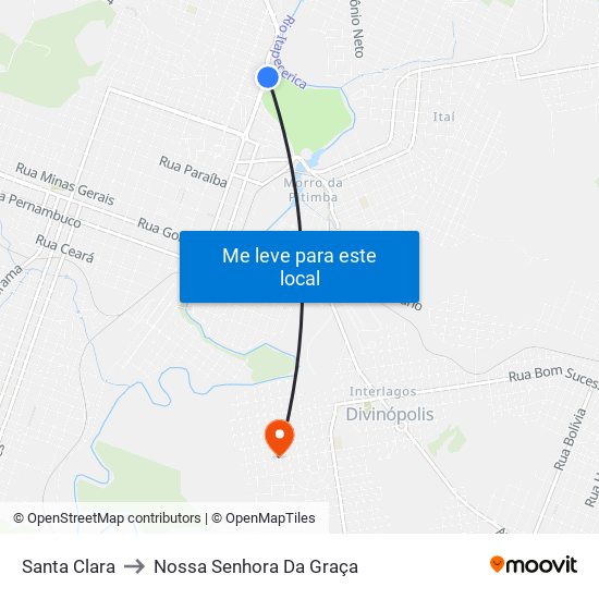 Santa Clara to Nossa Senhora Da Graça map