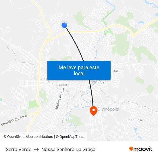 Serra Verde to Nossa Senhora Da Graça map