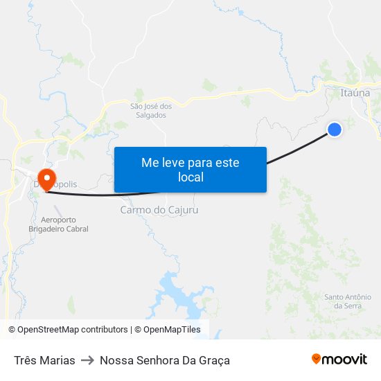 Três Marias to Nossa Senhora Da Graça map