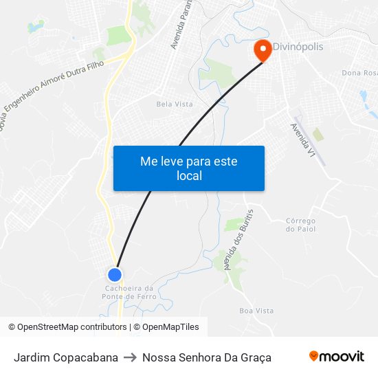 Jardim Copacabana to Nossa Senhora Da Graça map