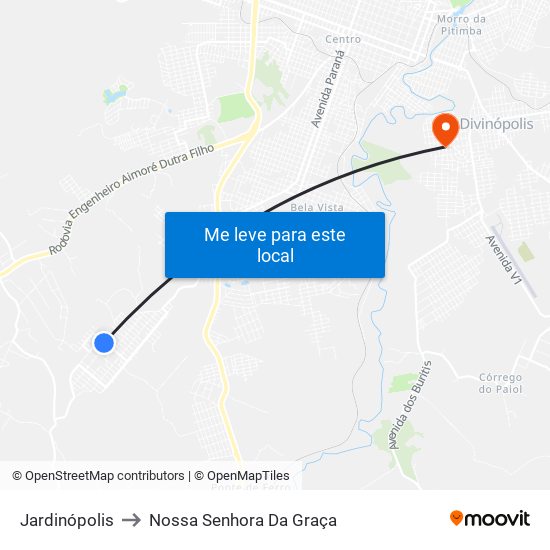 Jardinópolis to Nossa Senhora Da Graça map