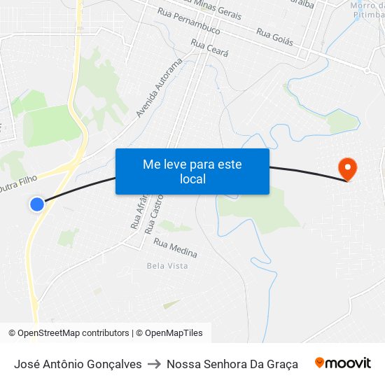 José Antônio Gonçalves to Nossa Senhora Da Graça map