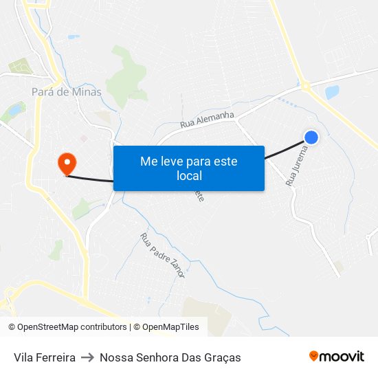 Vila Ferreira to Nossa Senhora Das Graças map