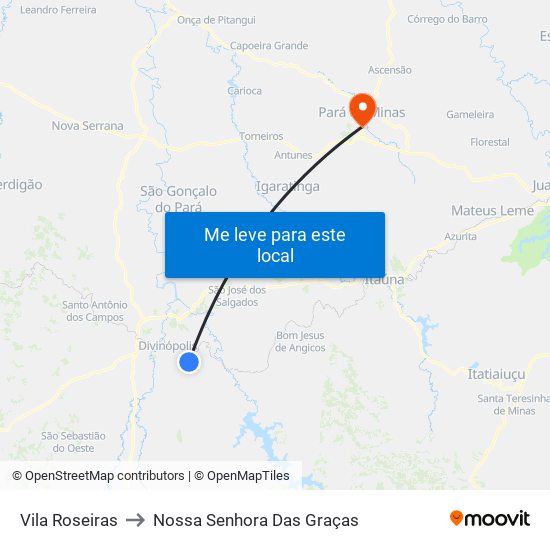 Vila Roseiras to Nossa Senhora Das Graças map