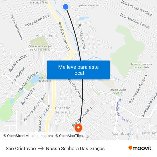 São Cristóvão to Nossa Senhora Das Graças map