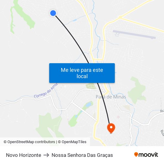 Novo Horizonte to Nossa Senhora Das Graças map