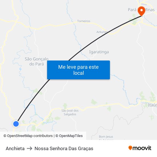 Anchieta to Nossa Senhora Das Graças map